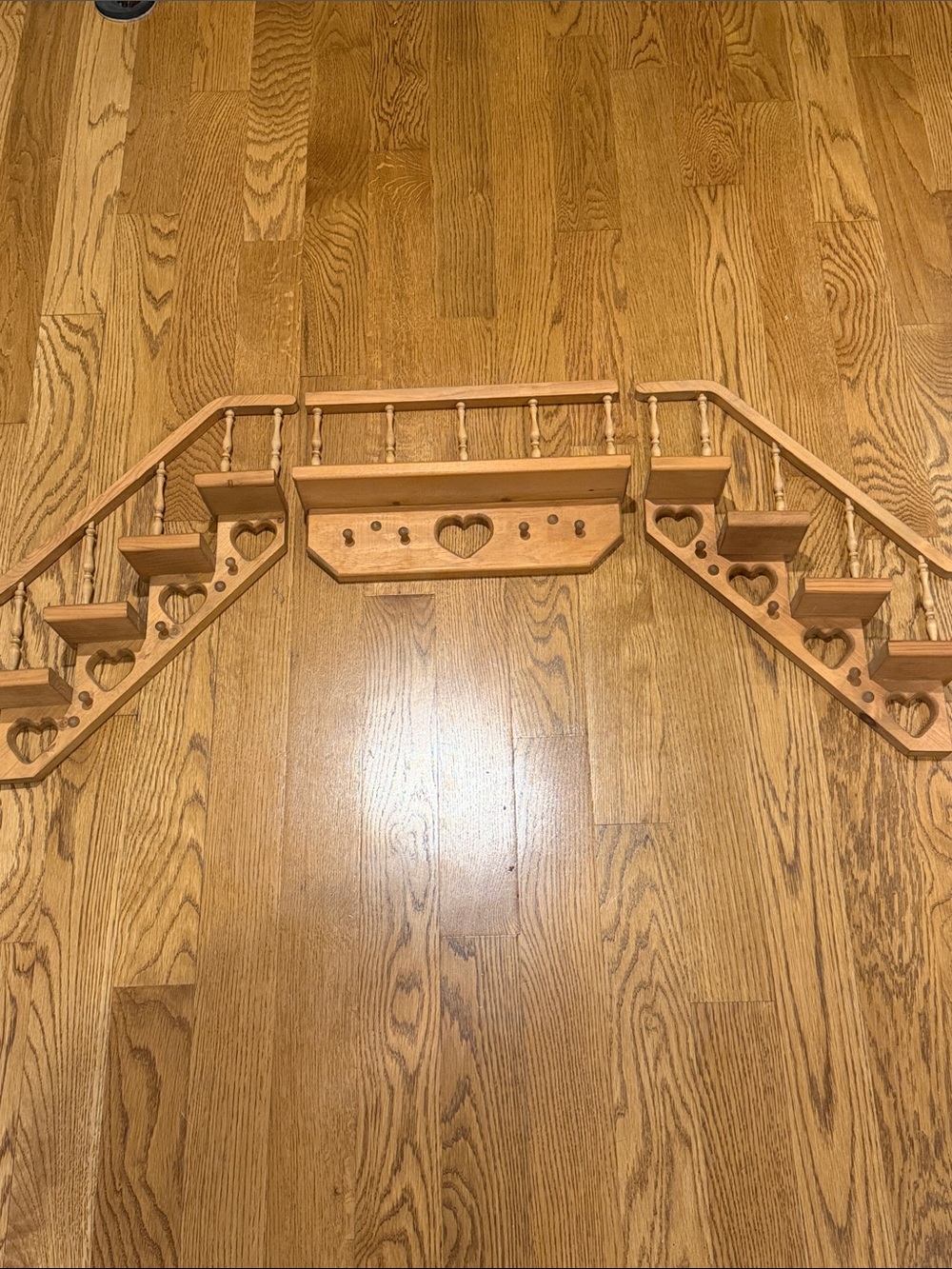 Vintage Wooden Stair Step Wall Shelf with Hearts  1980’s.